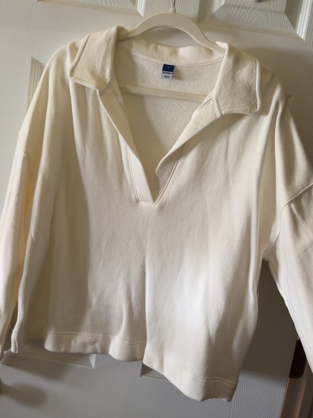 Old Navy White Polo-Style Pullover Top